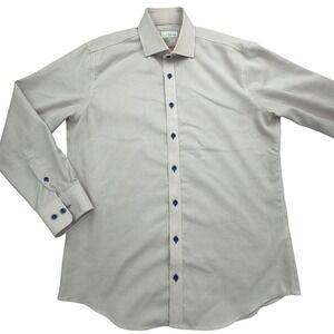 Twillory Shirt Mens 16 32/33 Blue Orange Checked Tailored Fit Long Sleeve Cotton